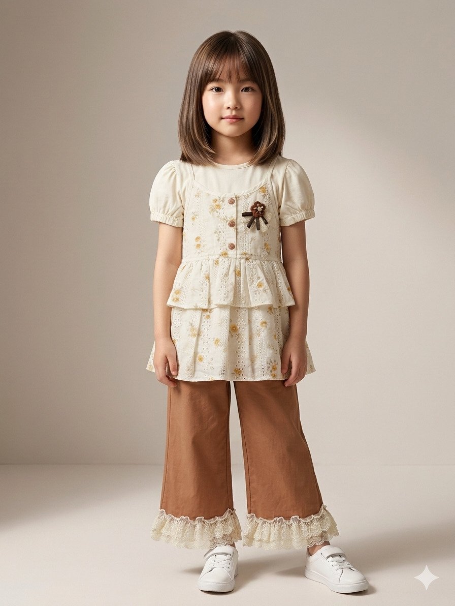 Lawn Chicken Frok with Cotton Trouser - Image 2