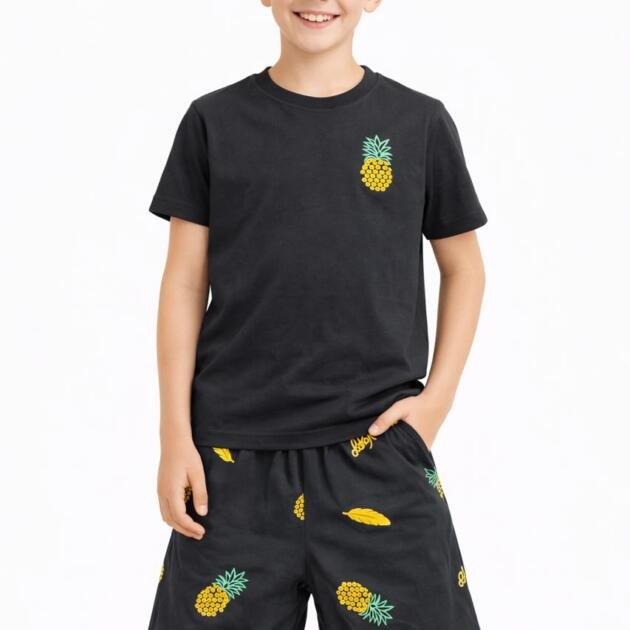 Cotton Jersey Shirt with Pineapple printed Shorts