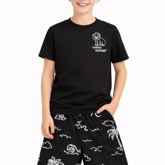 Cotton Jersey Shirt with Safari printed Shorts
