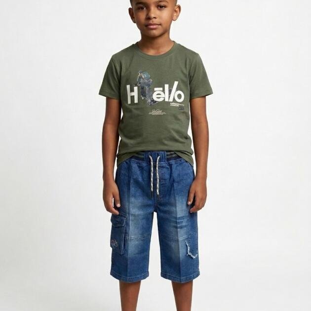 Soft Imported Fabric T-Shirt with Soft Denim Shorts