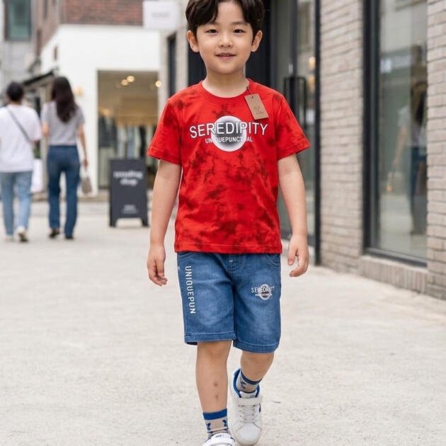 Soft Cotton Jersey Shirt with Soft Denim Shorts